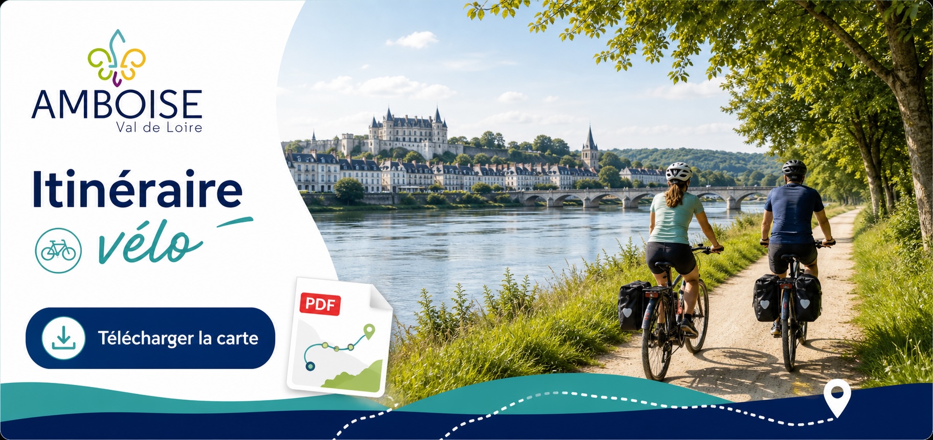 Carte des itinéraires vélos proposés autour d&rsquo;Amboise